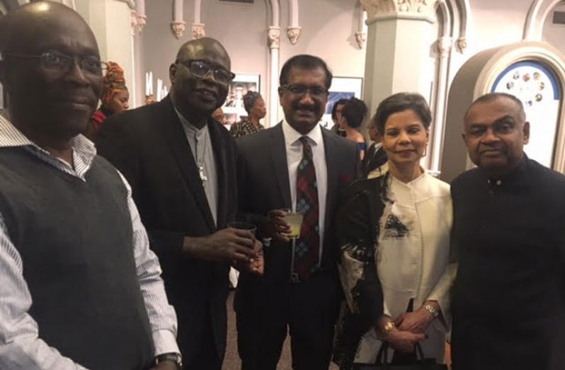 From left : Artist Dudley Charles, Pastor Kwesi Oginja, Pastor Gabriel Cunje, TV News Anchor Maureen Bunyan and Educator Paul Tennassee, at the Republic reception. (Photo by FQ Farrier)