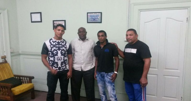 In photo from left is boxer Leonardo Mosquera, GBA president Steve Ninvalle, Joseph Kensy and Technical Director Jacques Chinon.