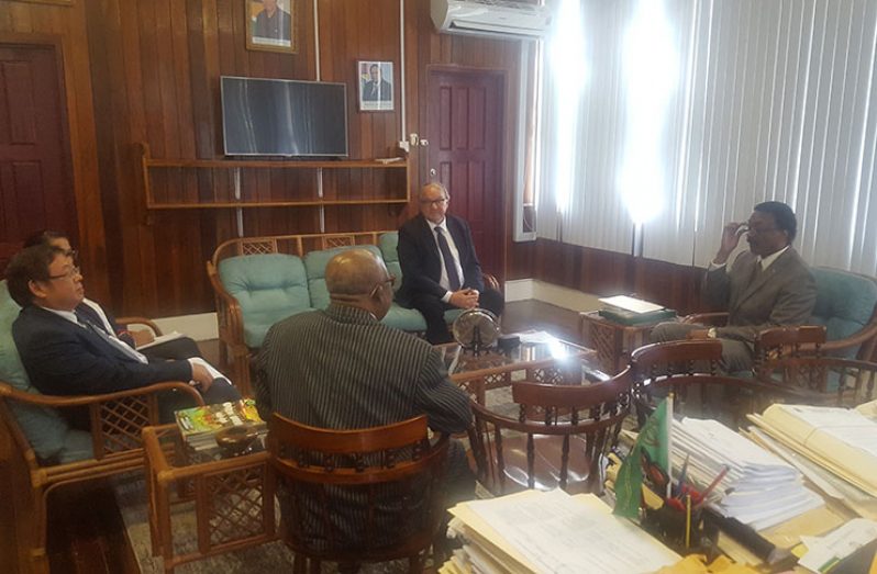 Attorney General, Basil Williams and his officers meeting with French Ambassador to Guyana, Antoine Joly