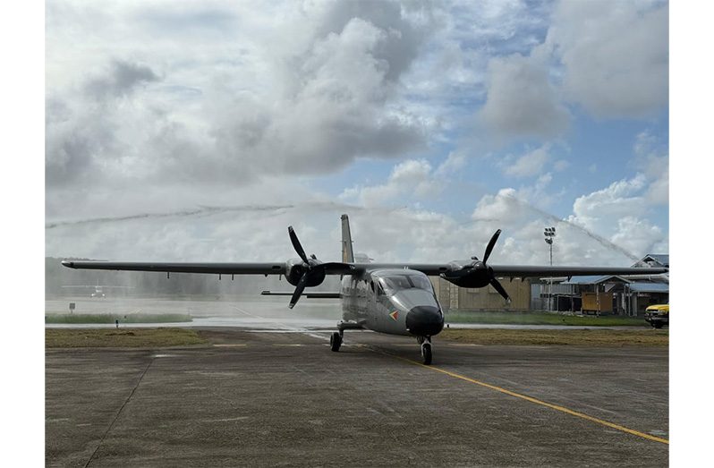 The new $711M Tecnam P2012 aircraft that has been added to the Guyana Defence Force (GDF) fleet. The aircraft will support surveillance and humanitarian assistance, among other things, and will put the army in a position to be a regional first responder (NCN photo)
