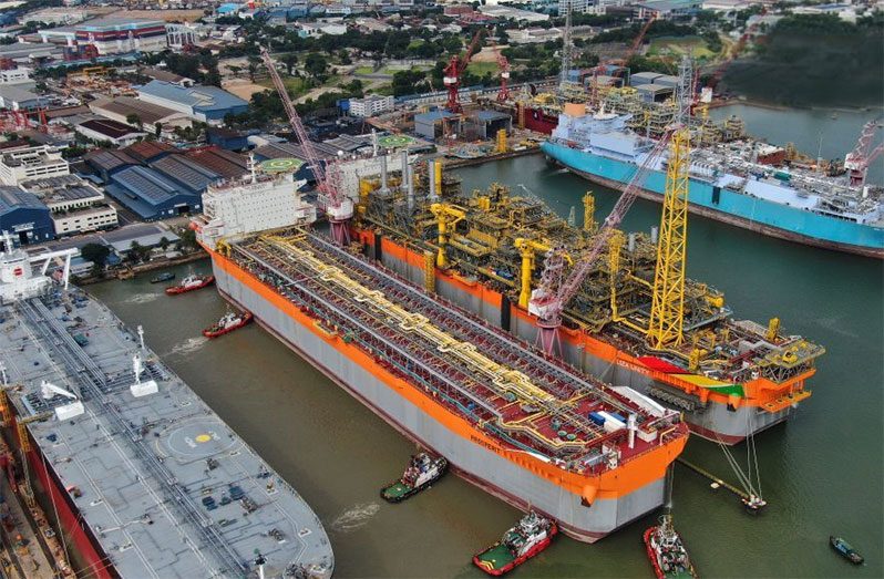FLASHBACK: The hull of the Prosperity FPSO alongside its sister ship, the Liza Unity, at the Keppel Shipyard in Singapore