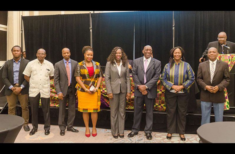 Members of the newly launched African Business Roundtable (ABR) following the launch of the body on Friday evening at the Georgetown Marriott Hotel. At right is African Cultural and Development Association (ACDA) Director, Dr Eric Phillips