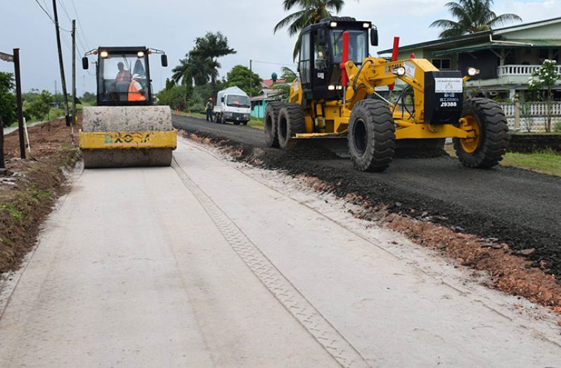 Reconstruction of the East Bank Berbice road, which had been
in a dilapidated state for years, is well advanced and residents,
especially farmers, are eagerly awaiting its completion