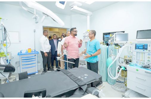 Following the commissioning ceremony, President Dr. Irfaan Ali and other officials toured the new Number 75 Village Regional Hospital on the Corentyne Coast, viewing the state-of-the-art pieces of equipment and interacting with staff. This is the sixth modern health facility the government has opened as part of its ongoing efforts to transform healthcare and bring world-class services to all citizens regardless of where they live (Photo: President Ali/Facebook)