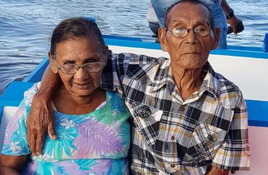 Richard George and his wife Muriel, enjoy a boat ride on the celebration of his 103rd birthday on August 14, 2017