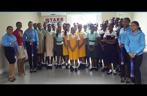 girls Students from the five secondary schools with Starr Computers staff