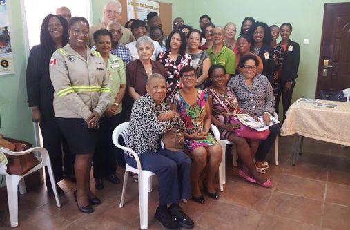 Beneficiaries of the Guyana Goldfileds/ AGM Inc annual Children’s Need and Development Initiative and CSR programme share a light moment with officials of the mining company.