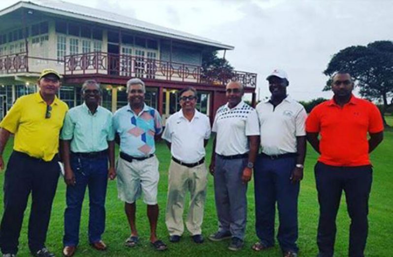 New president Hilbert Shields, third from left, pose with the other executive members of the Lusignan Golf Club.