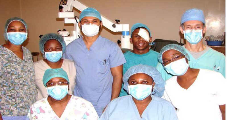 The team of dedicated local eye theatre nurses and doctors who worked long and late hours with the Corneal Transplant Team in July 2015