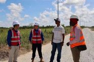 Director Ryan Ross, along with representatives from Guyana Power and Light Inc. (GPL) and contractor PowerChina International, recently inspected ongoing works for the erection of a new 69kV transmission line between Goedverwagting and Good Hope, East Coast Demerara