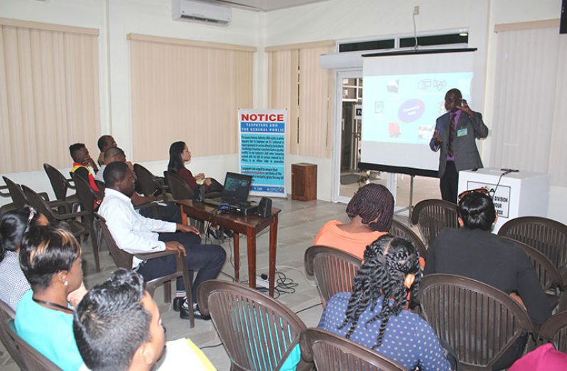 United Nations Conference on Trade and Development (UNCTAD) Consultant Terence Leonard speaking to Carrier representatives during an ASYCUDA sensitisation seminar