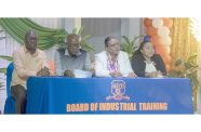 From Left: BIT CEO, Richard Maughn, Minister of Labour Joseph Hamilton, and Technical Officers of Region Four, Rima Rohee and Deborah Mc Beth (Japheth Savory photo)