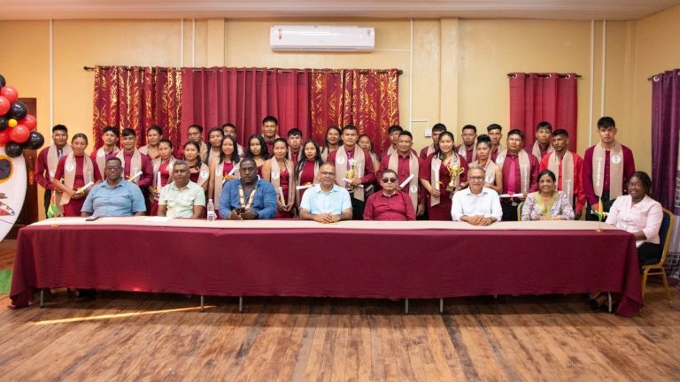 Health Minister, Dr. Frank Anthony, regional officials and the 31 new Microscopists at the recently held graduation ceremony