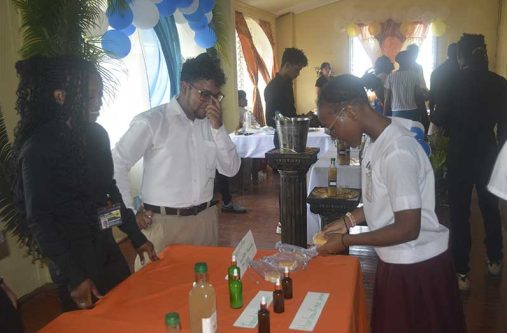 Students and lecturers during the exhibition on Wednesday (Alicea Barrington photos)