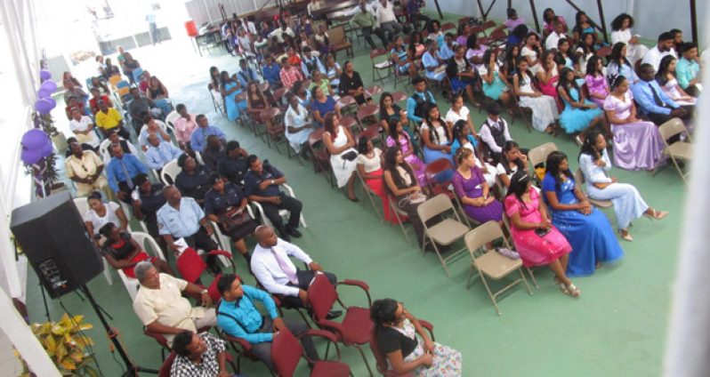 The gathering at the commissioning and graduation exercise of the Roadside Baptist Training Centre on Monday.