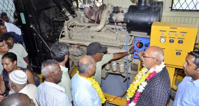 President Donald Ramotar during a guided tour of the Rose Hall pump station