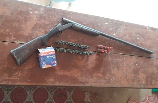 The shotgun and live cartridges found by police