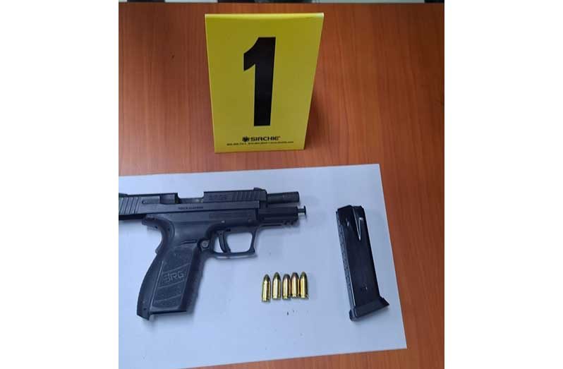 The firearm and ammunition that were found in the vicinity of a four-vehicle collision. One person is in police custody assisting with investigations (GPF photo)