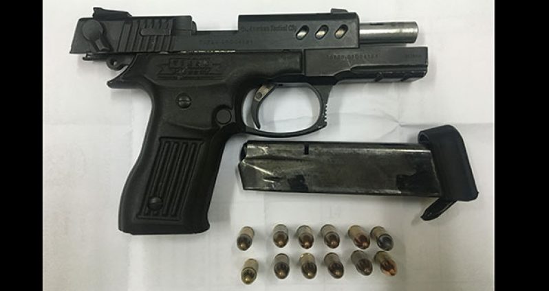 The 9mm pistol and ammunition found during the raid