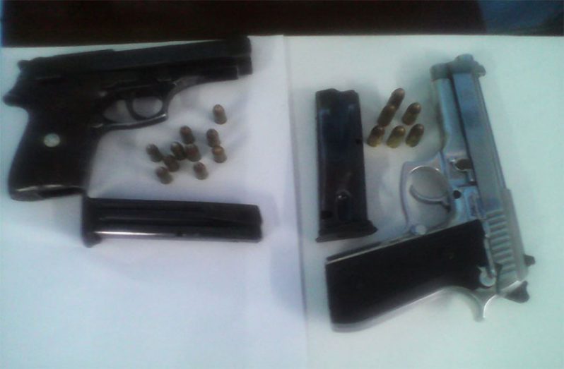 Two Taurus weapons which were recovered from the suspected dead bandit's home.