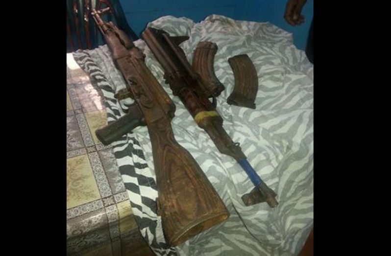 The assault rifles and magazines that were seized