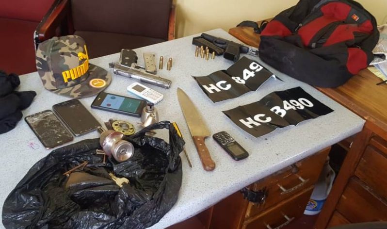 The illegal items the police found in the car in which the men were travelling.
