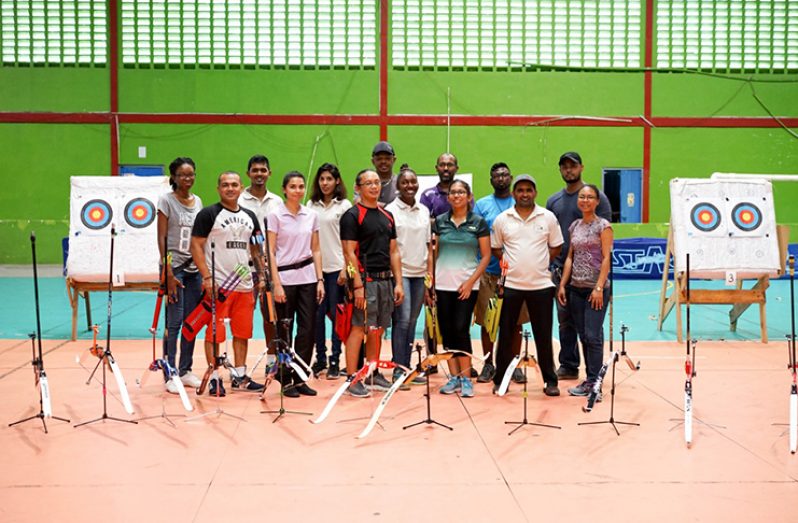 In photo below, participants pose after the 1st part of the Indoor Recurve 2018 Championships.