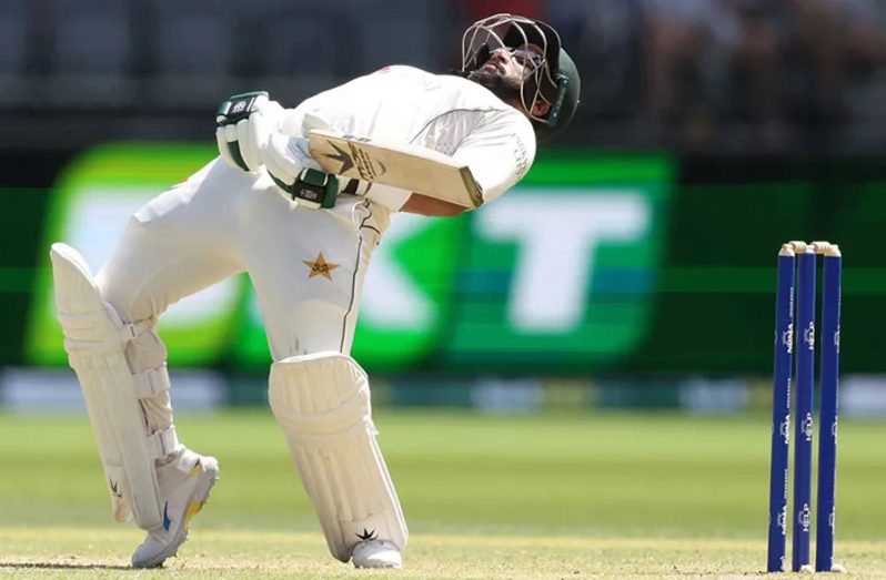 Imam-ul-Haq sways out of the line of a short ball  •  Getty Images