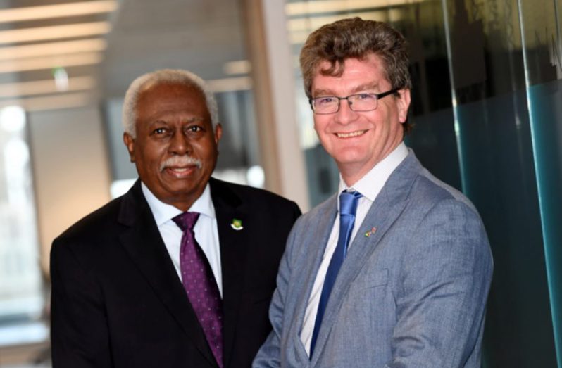 Guyana’s ambassador to the UK, Frederick Hamley Case and the British High Commissioner to Guyana, Greg Quinn