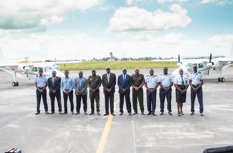 Minister of State Joseph Harmon and the top brass of the Guyana Defence Force as well as the Civil Aviation Authority