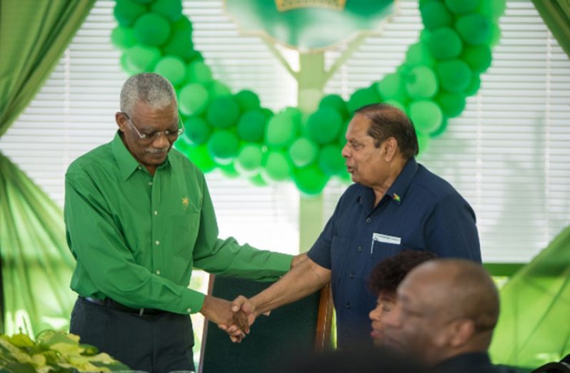 His Excellency, President David Granger and Prime Minister, Hon. Moses Nagamootoo at the birth anniversary luncheon.