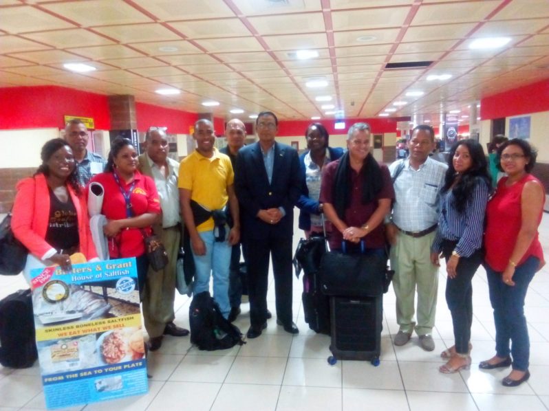 The Guyana delegation being met on arrival at the Jose Marti International Airport by Ambassador Halim Majeed