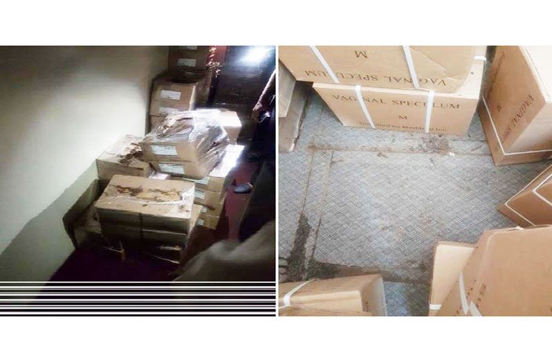 Damage to boxes caused by termites at the Ocean View Hotel (Photos: Audit Office of Guyana) 