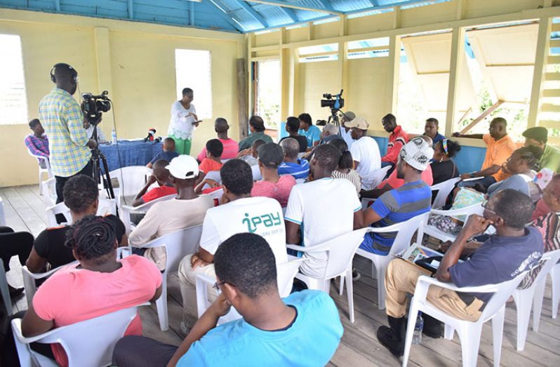 Minister of Public Health, Volda Lawrence addressing the audience at the meeting