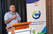 Health Minister Dr. Frank Anthony delivering remarks at a human organ and tissue transplant  stakeholders' meeting on Saturday (Ministry of Health photo)