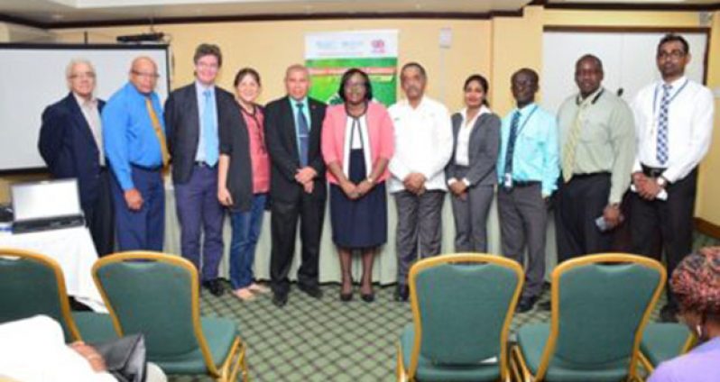 Public Health officials and training facilitators at the launch of the Hospital Safety Index and Green Checklist course