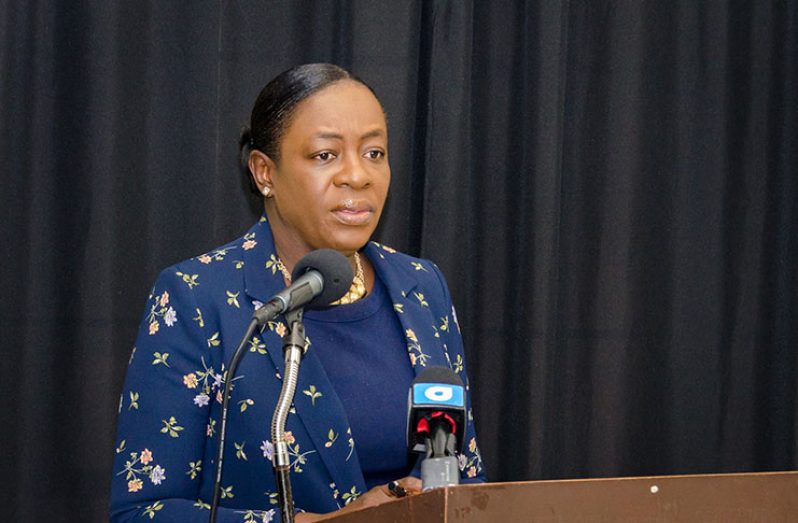 Minister of Education, Dr. Nicolette Henry addressing officials present at the’ Vision 2030 – Education Sector Plan’ forum