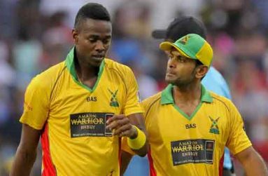 Young pacer Ronsford Beaton was undaunted by any final over pressure and came through for the Amazon Warriors . LatinContent/Getty Images