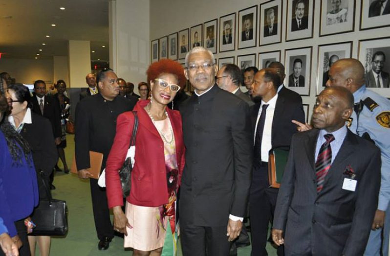 Tangerine Clarke with President David Granger at a function