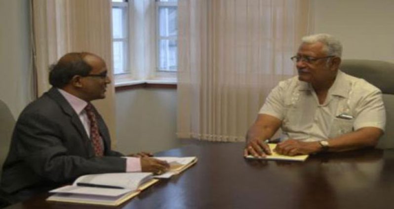 Indian High Commissioner Mr Venkatachalam Mahalingam , left, and Minister of Agriculture Mr Noel Holder