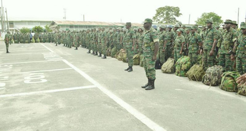 Troops being briefed before departure (GDF photo)