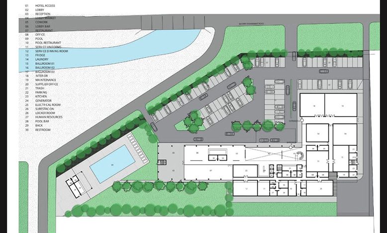 An artist’s impression of the facility and its planned location