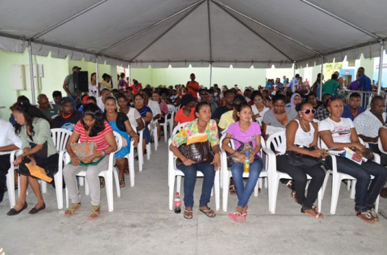 Houselot applicants at the Guyana National Stadium, Providence