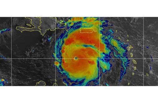 Satellite image of Hurricane Beryl in the Caribbean, a category 5 storm with 165-mph winds as of 8:00 AM on July 2, 2024 (NOAA photo)
