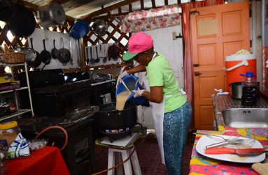 Sis Wendy preparing the custard that is churned to produce the ice cream (Samuel Maughn photos)