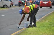 City workers mark designated vending spots along Vlissengen Road, as the Mayor and City Council ramps up early preparations for Mashramani 2026. 

(Sachin Persaud)