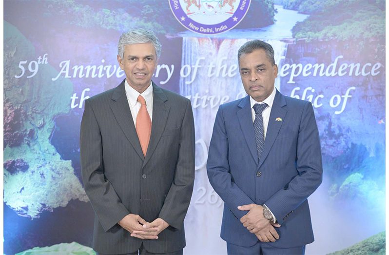 High Commission of the Co-operative Republic of Guyana in India, Dharamkumar Seeraj (right) and Shri Periasamy Kumaran, Secretary (East) at India’s Ministry of External Affairs