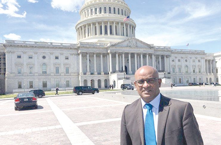 PPP General Secretary, Bharrat Jagdeo saunters outside of Capitol Hill, Washington, DC for the promised meeting by the lobby firm with US Congressmen