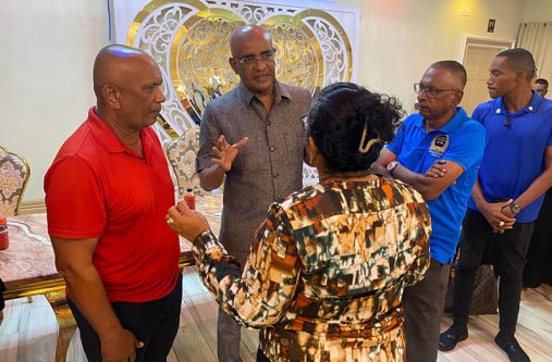 Vice-President Bharrat Jagdeo interacts with members of the Region Two business community
