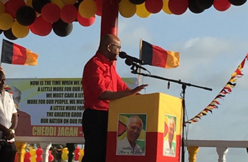 PPP General-Secretary Bharrat Jagdeo addressing the Babu Jaan gathering on Sunday